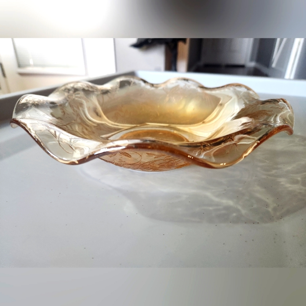 Gold Floral Etched Bowl